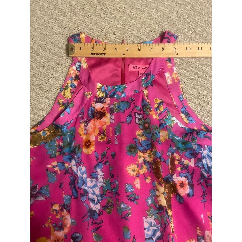BETSEY Johnson Women's Small Dress Sleeveless Pink Floral Flare Fairy Travel - Picture 14 of 16